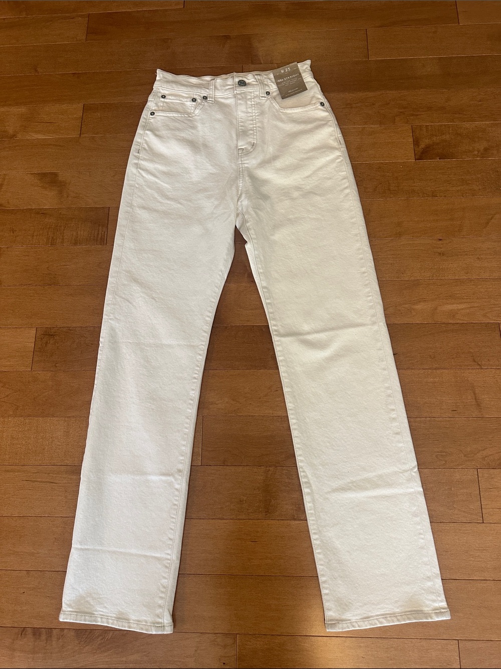 NWT Madewell ’90s Straight Jeans Cream Ecru High Rise Size 25